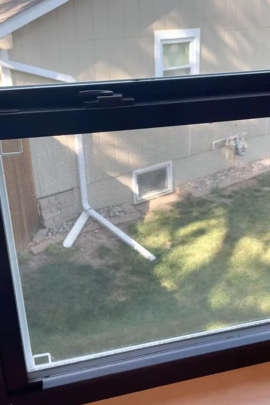 Spray painting windows.